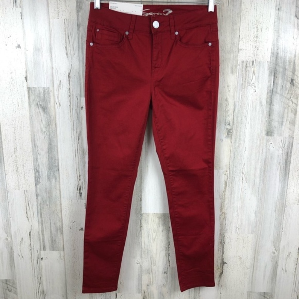 NEW With Tags Seven7 Red High Rise Booty Shaper Skinny‎ Jeans Size 4